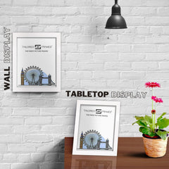 Tailored Frames 235 Gloss White Picture | Single Picture Frames | Table Top & Wall Hanging Type | Photo Frame with Mount