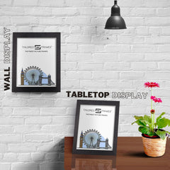 Tailored Frames Soho Black Solid Picture | Single Picture Frames | Table Top & Wall Hanging Type | Photo Frame with Mount