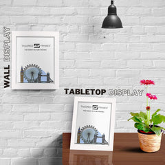 Tailored Frames Soho White Solid Picture | Single Picture Frames | Table Top & Wall Hanging Type | Photo Frame with Mount