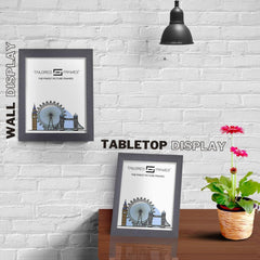 Tailored Frames Soho Dark Grey Solid Picture | Single Picture Frames | Table Top & Wall Hanging Type | Photo Frame with Mount
