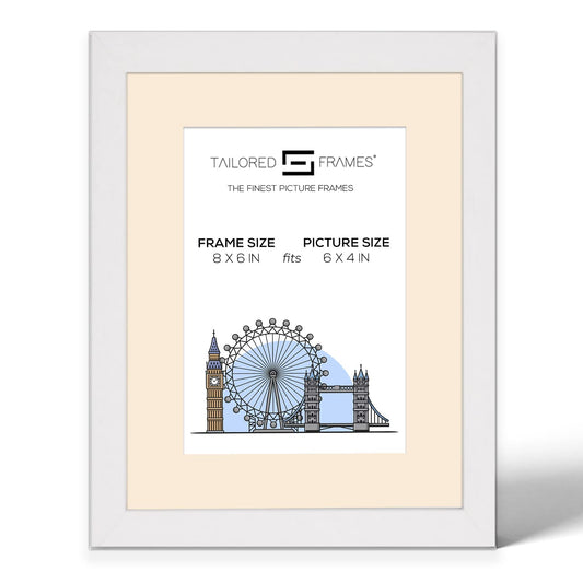 Tailored Frames 235 Grain White Picture | Single Picture Frames | Table Top & Wall Hanging Type | Photo Frame with Mount