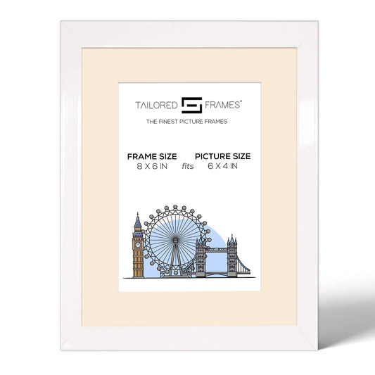 Tailored Frames 235 Gloss White Picture | Single Picture Frames | Table Top & Wall Hanging Type | Photo Frame with Mount