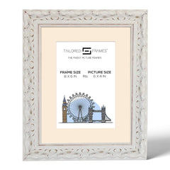 Tailored Frames Vienna White Picture | Rustic Style Vintage Single Picture Frame | Table Top & Wall Hanging Type | Photo Frame with Mount