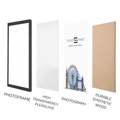Tailored Frames Soho Black Solid Picture | Single Picture Frames | Table Top & Wall Hanging Type | Photo Frame with Mount