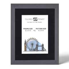Tailored Frames Soho Dark Grey Solid Picture | Single Picture Frames | Table Top & Wall Hanging Type | Photo Frame with Mount