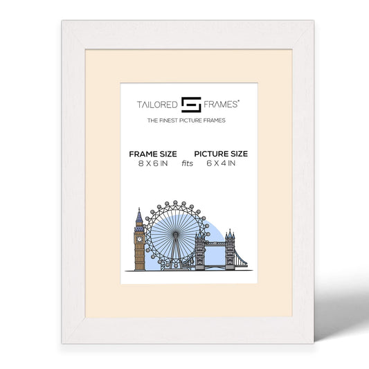Tailored Frames Soho White Solid Picture | Single Picture Frames | Table Top & Wall Hanging Type | Photo Frame with Mount
