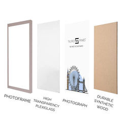 Tailored Frames Soho Light Grey Solid Picture | Single Picture Frames | Table Top & Wall Hanging Type | Photo Frame with Mount