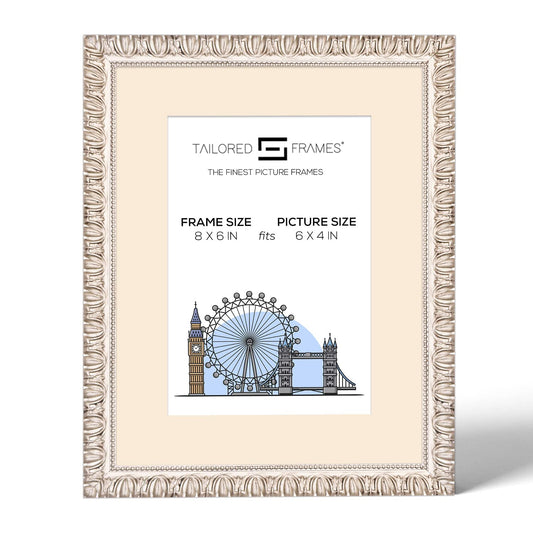 Tailored Frames Madrid Silver Picture | Single Picture Frames | Table Top & Wall Hanging Type | Photo Frame with Mount