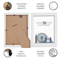 Tailored Frames Soho White Solid Picture | Single Picture Frames | Table Top & Wall Hanging Type | Photo Frame with Mount
