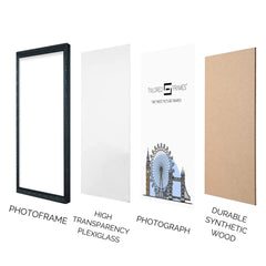 Tailored Frames Vienna Black Picture | Rustic Style Vintage Single Picture Frame | Table Top & Wall Hanging Type | Photo Frame with Mount