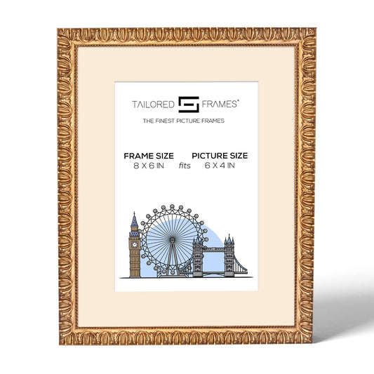 Tailored Frames Madrid Gold Picture | Single Picture Frames | Table Top & Wall Hanging Type | Photo Frame with Mount