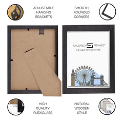 Tailored Frames Soho Black Solid Picture | Single Picture Frames | Table Top & Wall Hanging Type | Photo Frame with Mount