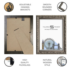 Tailored Frames Vienna Silver Picture | Rustic Style Vintage Single Picture Frame | Table Top & Wall Hanging Type | Photo Frame with Mount