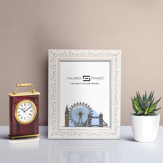 Tailored Frames Vienna White Picture | Rustic Style Vintage Single Picture Frame | Table Top & Wall Hanging Type | Photo Frame with Mount