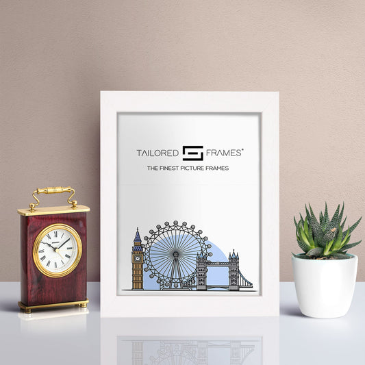 Tailored Frames Soho White Solid Picture | Single Picture Frames | Table Top & Wall Hanging Type | Photo Frame with Mount