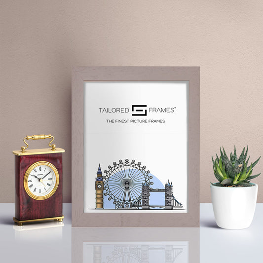 Tailored Frames Soho Light Grey Solid Picture | Single Picture Frames | Table Top & Wall Hanging Type | Photo Frame with Mount