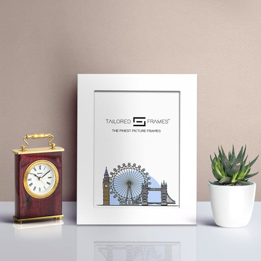 Tailored Frames Seattle White Picture | Single Picture Frames | Table Top & Wall Hanging Type | Photo Frame with Mount