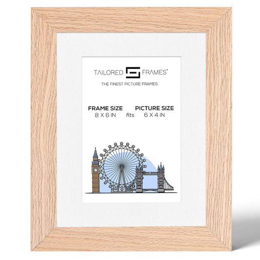 99 Solid Natural Oak Single Picture Photo Frame with Mount