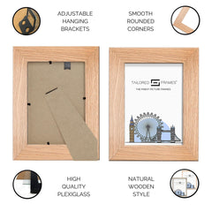 99 Solid Natural Oak Single Picture Photo Frame with Mount