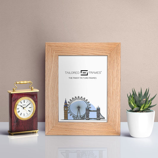 99 Solid Natural Oak Single Picture Photo Frame with Mount